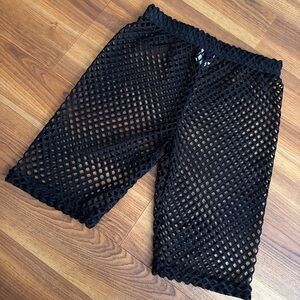 SHEIN Black Mesh Cropped Pants